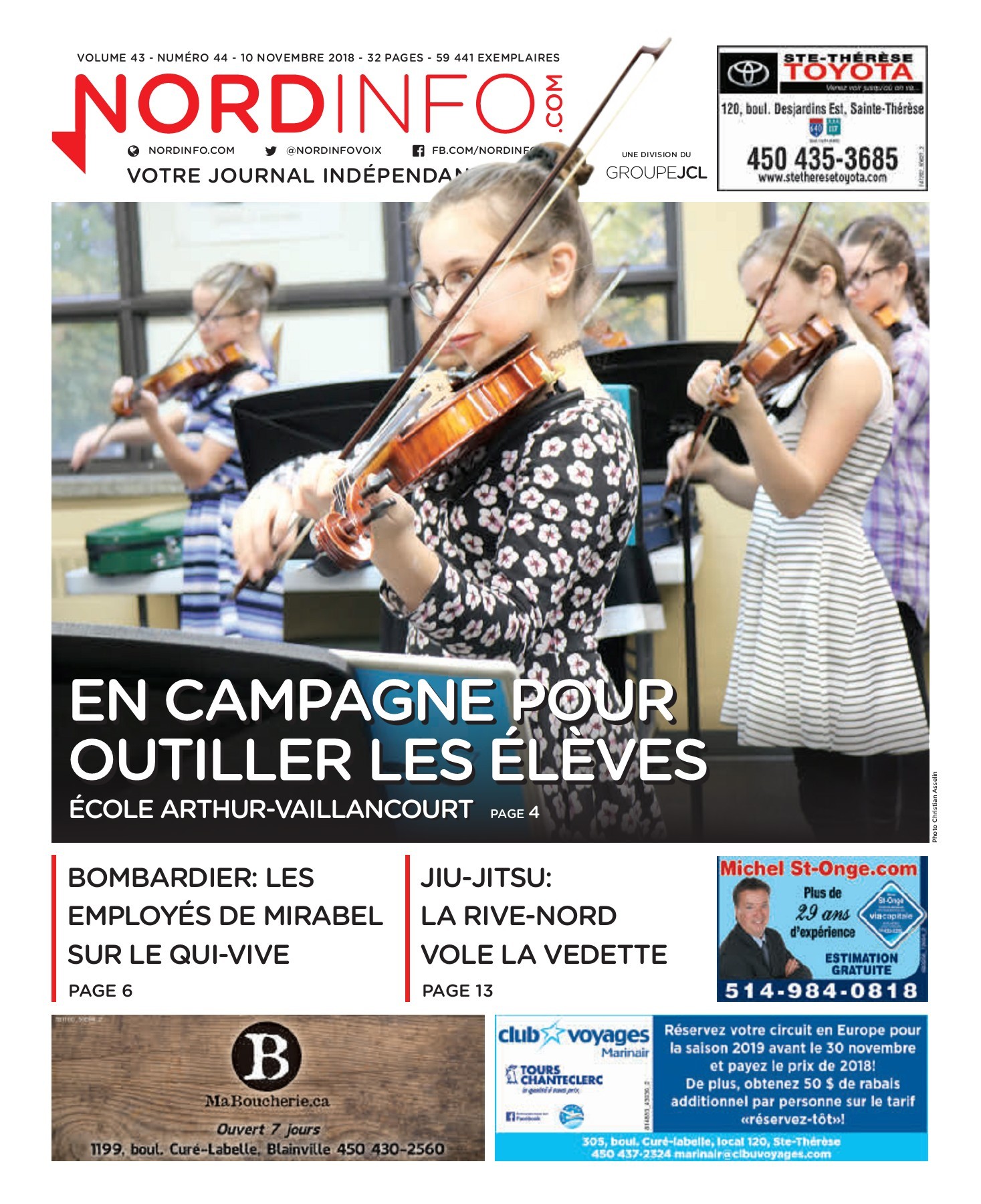 Page couverture Nord-info, 10 novembre 2018